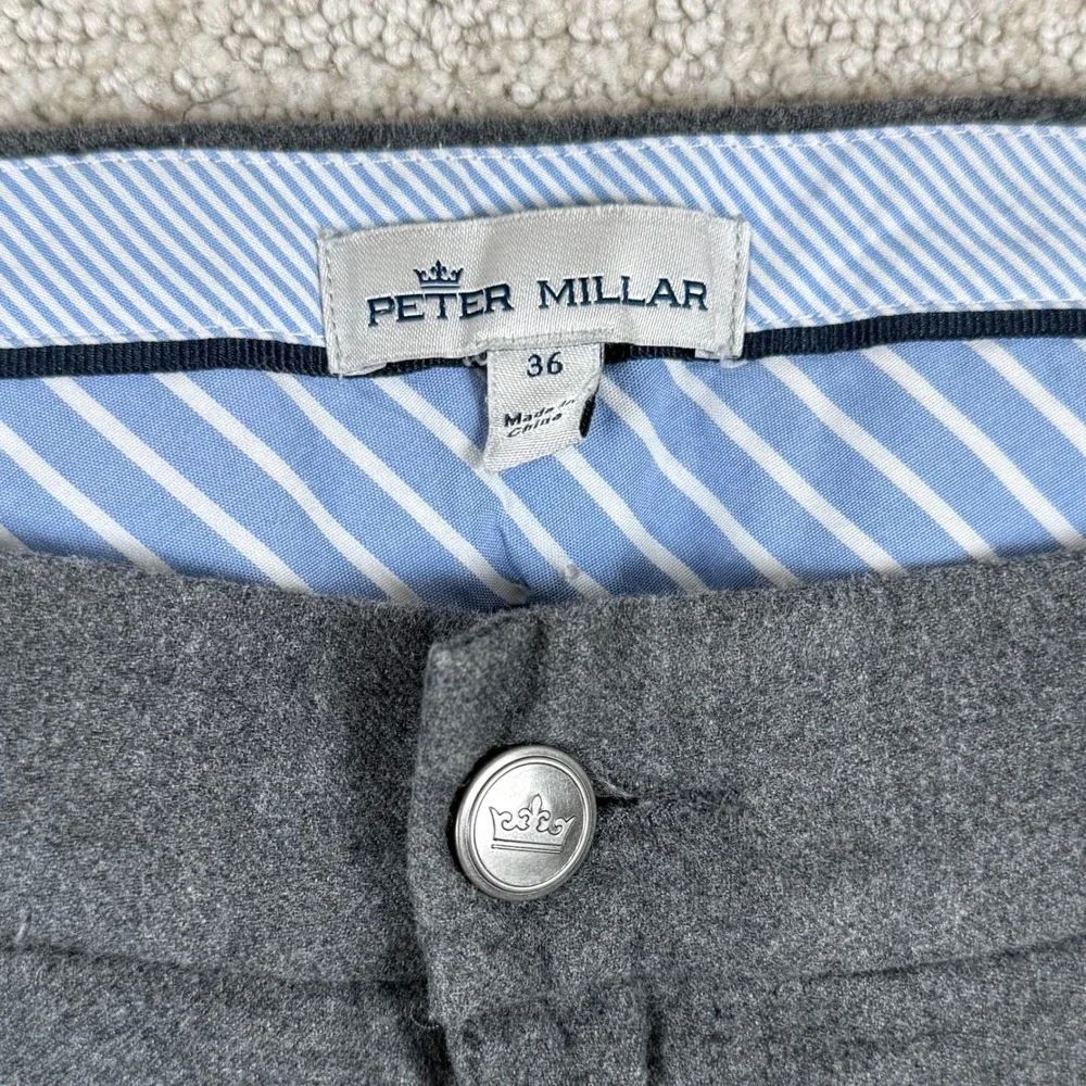 Peter Millar Mens 36x32 Gray Mountainside Flannel 5 Pocket Stretch Pants MF19B01